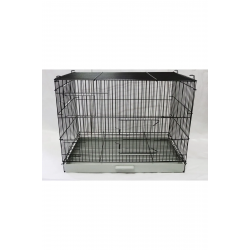 Model 42 - Muhabbet Kuşu Kafesi, Papağan Kafesi, Büyük Kapılı + Akıllı Yemlik Kapılı G58*Y42*D38 Siyah